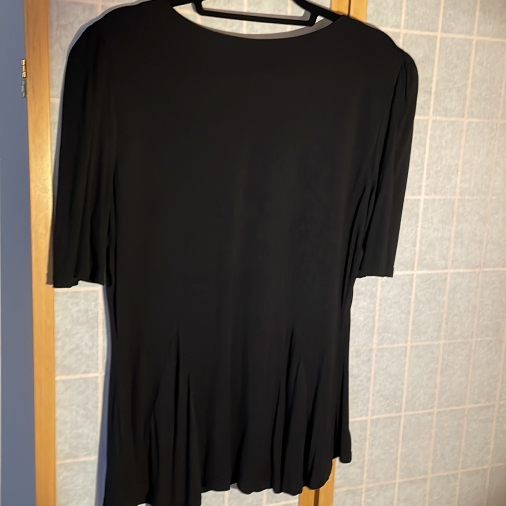 Allegra K Scoop Neck Half Sleeve Flared Skirt Rayon Top - Picture 4 of 4